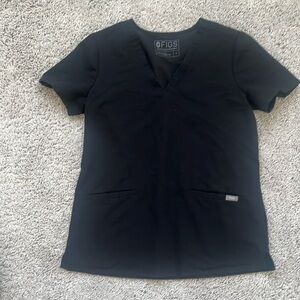 FIGS Casma Three Pocket Scrub Top Small - Black